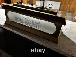 Brass Railroad Lantern Lamp with Union Pacific 119 Train Art and Etched Images