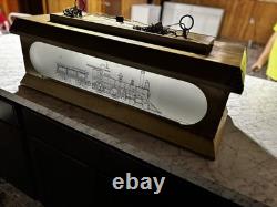Brass Railroad Lantern Lamp with Union Pacific 119 Train Art and Etched Images