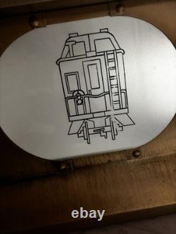 Brass Railroad Lantern Lamp with Union Pacific 119 Train Art and Etched Images