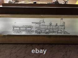 Brass Railroad Lantern Lamp with Union Pacific 119 Train Art and Etched Images