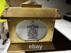 Brass Railroad Lantern Lamp with Union Pacific 119 Train Art and Etched Images