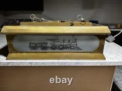 Brass Railroad Lantern Lamp with Union Pacific 119 Train Art and Etched Images