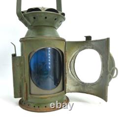 British Army Issue Railway Lamp Signal Lantern Harry J Pratt MOD 1945 Red Blue