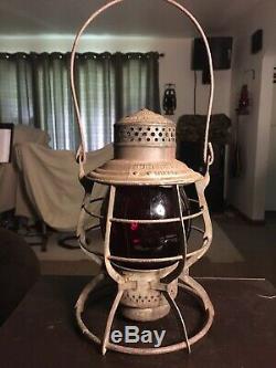 Burlington Route Railroad Lantern with Red Embossed Globe