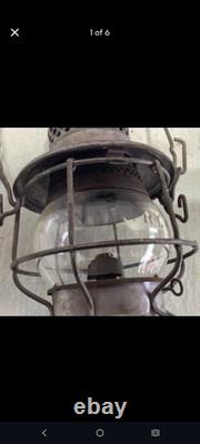 C&NW railroad lantern with Omaha route globe. Railroadinia. Vintage lantern