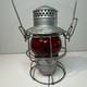 C&O Railroad Lantern Lamp with Red Glass Globe, Wire Guard Bale Handle