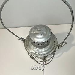 C&O Railroad Lantern Lamp with Red Glass Globe, Wire Guard Bale Handle