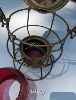 C&O Railway Lantern Original Red Etched Globe Chesapeake & Ohio Adams & Westlake