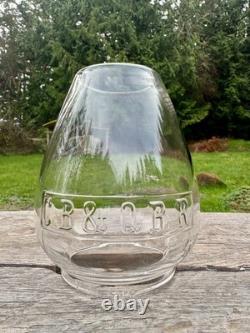 CB&Q Railroad Lantern Globe CCEB No Cracks & BOLD