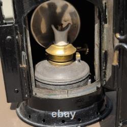 CE&S 1955 Railroad Lantern Black Metal Kerosene Lamp Glass Lens Carry Handle