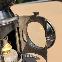 CE&S 1955 Railroad Lantern Black Metal Kerosene Lamp Glass Lens Carry Handle