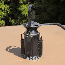 CE&S 1955 Railroad Lantern Black Metal Kerosene Lamp Glass Lens Carry Handle