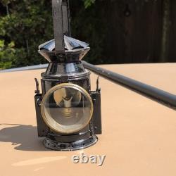 CE&S 1955 Railroad Lantern Black Metal Kerosene Lamp Glass Lens Carry Handle