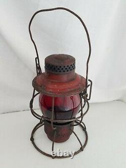 CHICAGO & ALOTN RAILROAD Lantern Red tall Globe C&A RR Rare Adlake nice antique