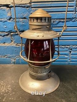 CHICAGO MILWAUKEE & ST PAUL BRASS TOP RAILROAD LANTERN WithC. M&St. P. Ry RED GLOBE