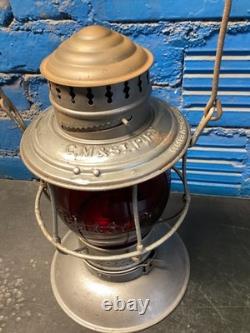 CHICAGO MILWAUKEE & ST PAUL BRASS TOP RAILROAD LANTERN WithC. M&St. P. Ry RED GLOBE