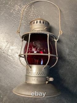 CHICAGO MILWAUKEE & ST PAUL BRASS TOP RAILROAD LANTERN WithC. M&St. P. Ry RED GLOBE