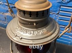 CHICAGO MILWAUKEE & ST PAUL BRASS TOP RAILROAD LANTERN WithC. M&St. P. Ry RED GLOBE