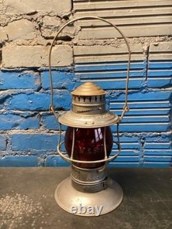CHICAGO MILWAUKEE & ST PAUL BRASS TOP RAILROAD LANTERN WithC. M&St. P. Ry RED GLOBE