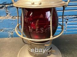 CHICAGO MILWAUKEE & ST PAUL BRASS TOP RAILROAD LANTERN WithC. M&St. P. Ry RED GLOBE