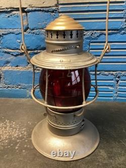 CHICAGO MILWAUKEE & ST PAUL BRASS TOP RAILROAD LANTERN WithC. M&St. P. Ry RED GLOBE