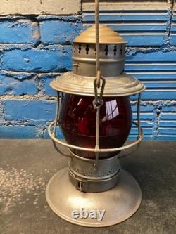 CHICAGO MILWAUKEE & ST PAUL BRASS TOP RAILROAD LANTERN WithC. M&St. P. Ry RED GLOBE