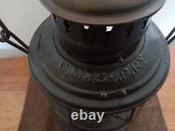 CHICAGO MILWAUKEE & ST PAUL RAILROAD LANTERN BRASS TOP A&W C. M. &. St. P. Ry. 1895