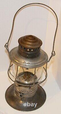 CM&StP Railway brass dome, bell bottom hand lantern with matched tall globe