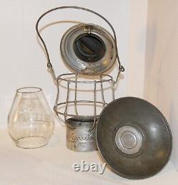 CM&StP Railway brass dome, bell bottom hand lantern with matched tall globe