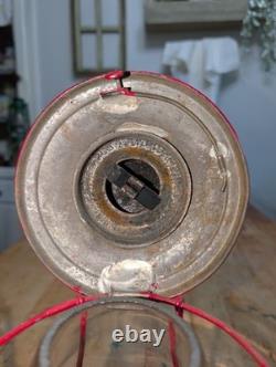 CT Ham No 39 Railroad Lantern Bell Bottom Clear Globe Red Twist Drop Fount