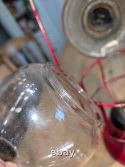 CT Ham No 39 Railroad Lantern Bell Bottom Clear Globe Red Twist Drop Fount