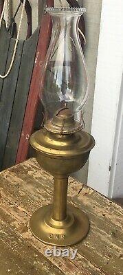 Canadian National Railway Brass Oil Lamp Lantern old Glass flute shade CNR Cabin