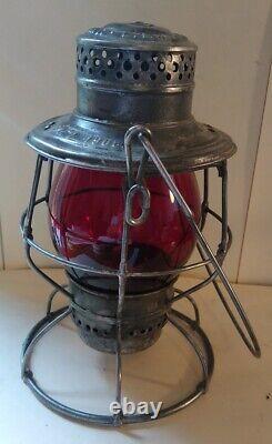 Canadian Pacific C. P. Ry. Railroad Lantern with tall Red Globe