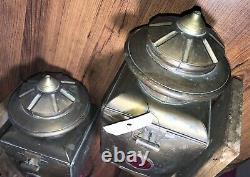 Carriage Lamps Pair of Antique Seyfettin Esitmez Brass Buggy Railroad GUC