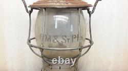 Chicago Milwaukee St Paul railroad lantern etched globe