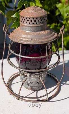 Chicago & North Western 1909 Adams Red Cast Serif Globe Railroad Lantern