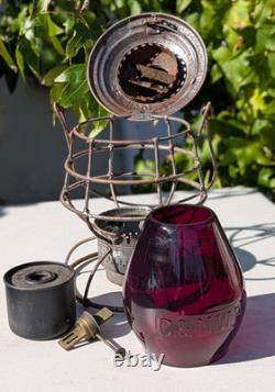 Chicago & North Western 1909 Adams Red Cast Serif Globe Railroad Lantern