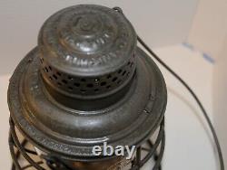 Chicago and North Western Railway tall hand lantern with matched cast globe