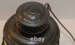 Chicago and North Western Railway tall hand lantern with matched cast globe