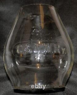 Chicago and North Western Railway tall hand lantern with matched cast globe