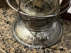 Circa 1909 AT&SF Santa Fe Railroad Lantern A&W Bell Bottom with Etched Glass