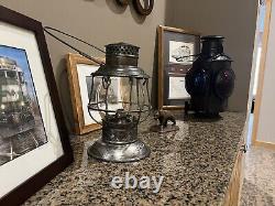 Circa 1909 AT&SF Santa Fe Railroad Lantern A&W Bell Bottom with Etched Glass