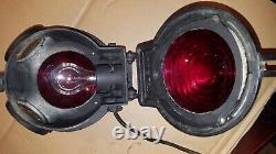 Clean Antique Double Red Pyle National Company Railroad Train Light Chicago
