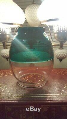 Conductor / Presentation Railroad Lantern Globe Green over Clear Bi Colored