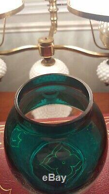 Conductor / Presentation Railroad Lantern Globe Green over Clear Bi Colored