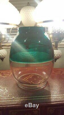 Conductor / Presentation Railroad Lantern Globe Green over Clear Bi Colored