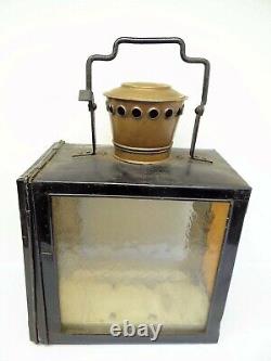 Copper Top Metal Amber Glass Railroad Large JA Van Dijk&Zn Utrecht Lantern Lamp