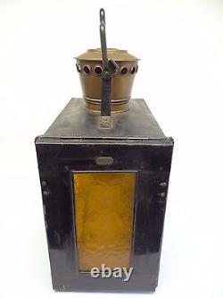 Copper Top Metal Amber Glass Railroad Large JA Van Dijk&Zn Utrecht Lantern Lamp