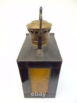Copper Top Metal Amber Glass Railroad Large JA Van Dijk&Zn Utrecht Lantern Lamp