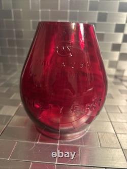 Corning Glass Red Missouri Pacific Globe for Railroad Lantern Safety First #3